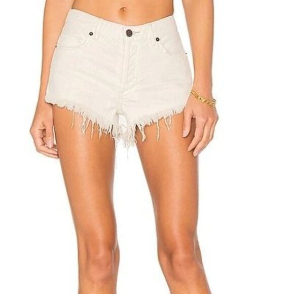 Free People We the Free Soft & Relaxed Cut Off Shorts In Off White Size 27 - Picture 1 of 13